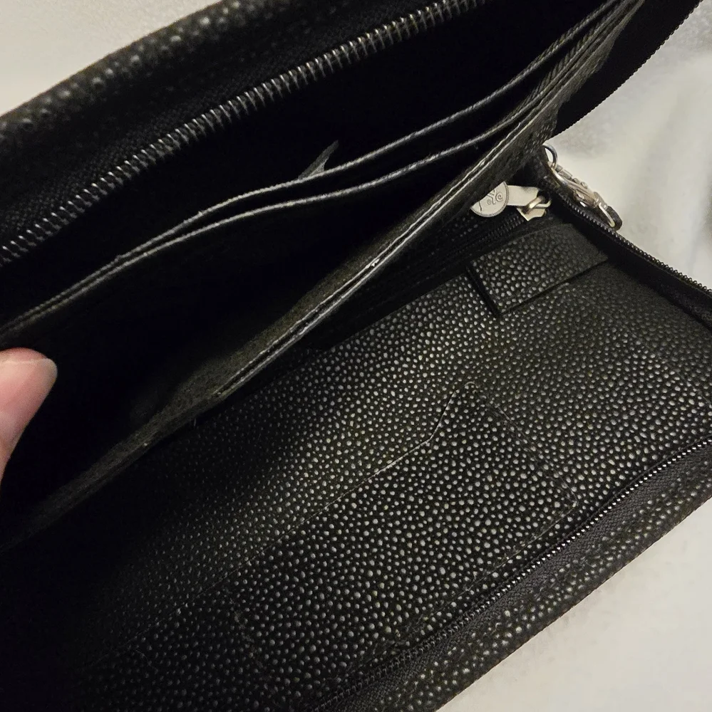 Black Quilted Wristlet with Monogram 